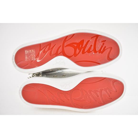 Christian Louboutin Vieira 2 Flat Silver AB Spikes Lace Up Low Top Sneaker 36.5 - Picture 11 of 11